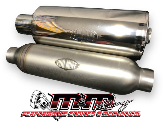 Pro Muff Stainless Resonators 2.5" Inlet & Outlet 4" Barrel Diameter